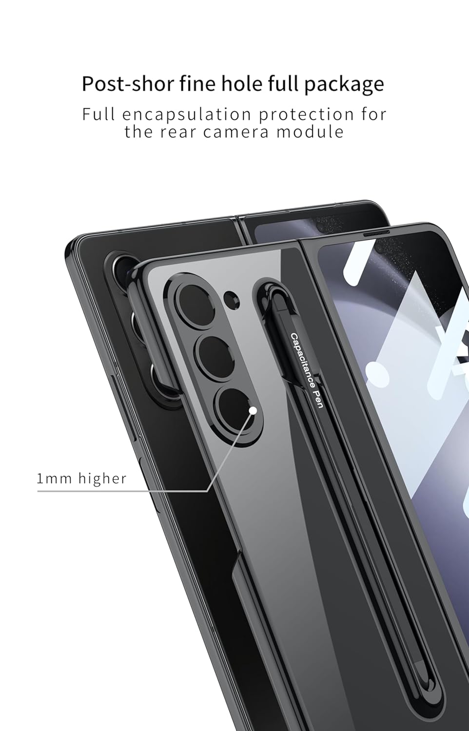 TRANSPARENT CASE WITH MAGNETIC HINGE & CAPACITANCE PEN FOR GALAXY Z FOLD 5