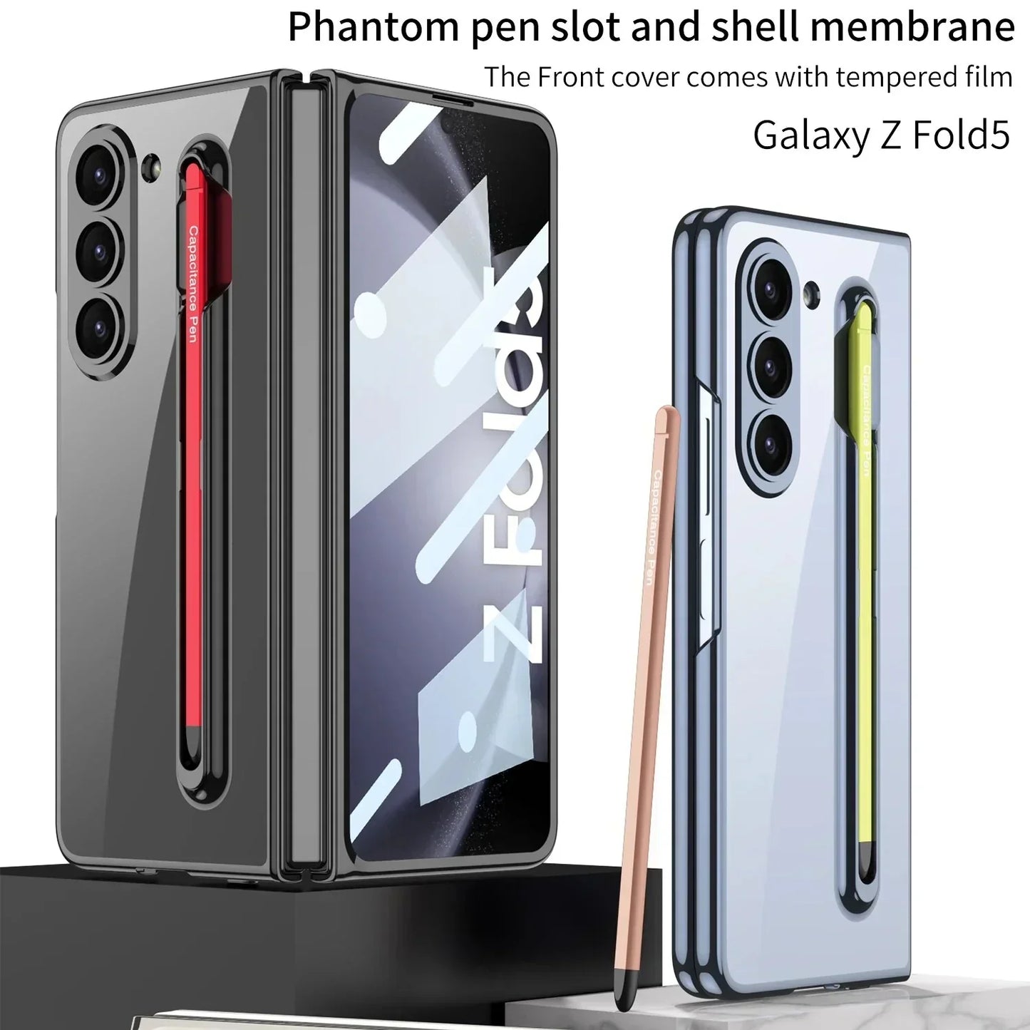 TRANSPARENT CASE WITH MAGNETIC HINGE & CAPACITANCE PEN FOR GALAXY Z FOLD 5