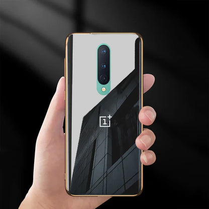 Glossy Gold Edge Back Logo Case For OnePlus 7