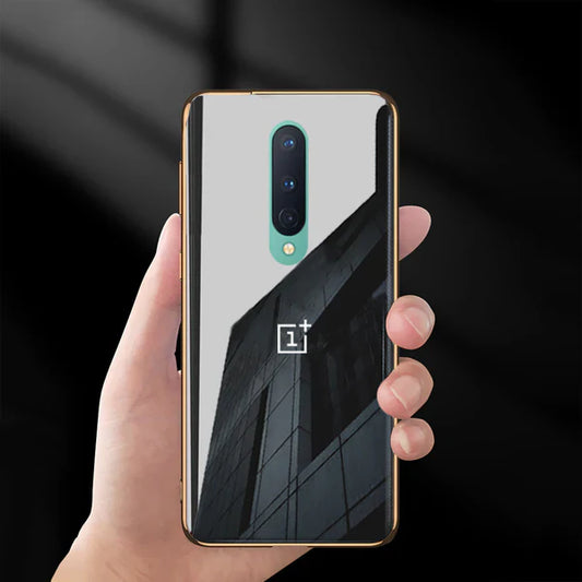 Glossy Gold Edge Back Logo Case For OnePlus 8