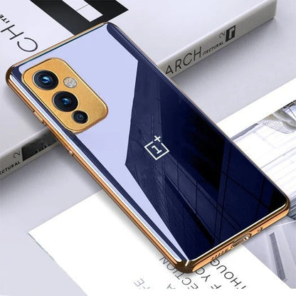 Glossy Gold Edge Back Logo Case For OnePlus 9