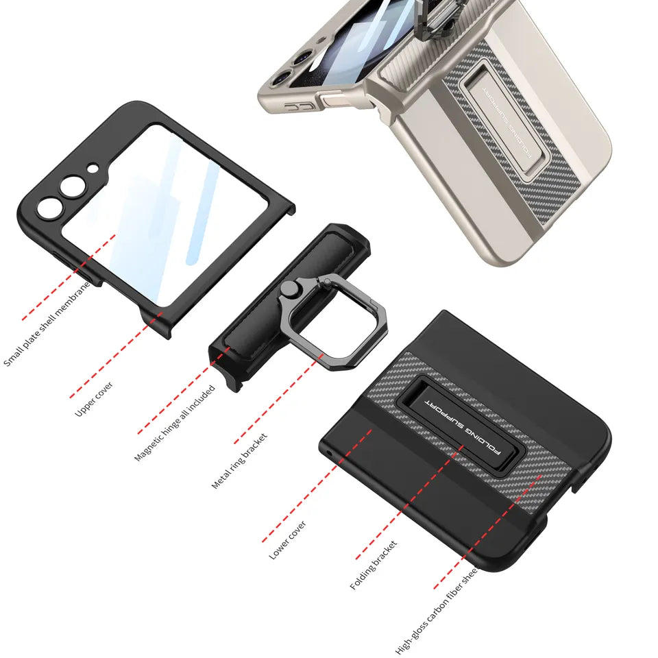 Magnetic Hinge Ring Stand Armor Case For Samsung Galaxy Z Flip 5