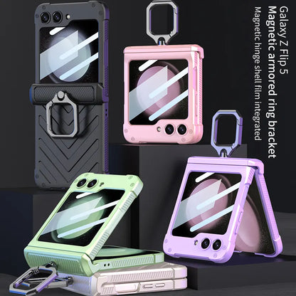 Hinge Ring Stand Armor Case For Samsung Galaxy Z Flip 5