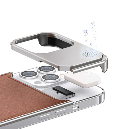 Luxurious Titanium Frame Vegan Leather iPhone Case