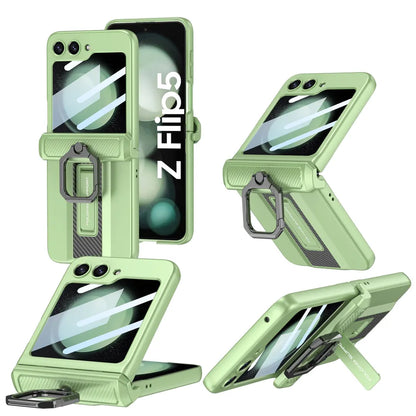 Magnetic Hinge Ring Stand Armor Case For Samsung Galaxy Z Flip 5