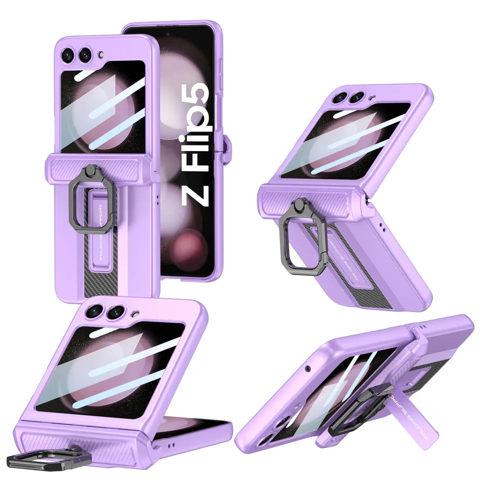 Magnetic Hinge Ring Stand Armor Case For Samsung Galaxy Z Flip 5