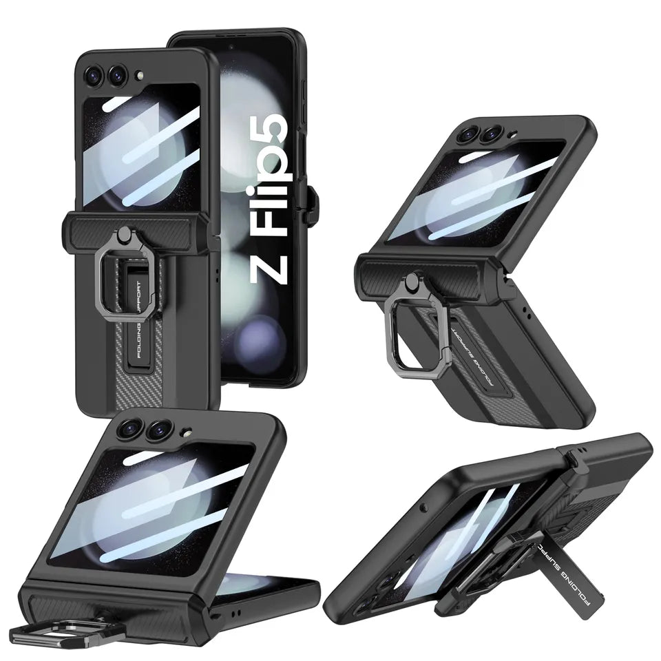 Magnetic Hinge Ring Stand Armor Case For Samsung Galaxy Z Flip 5