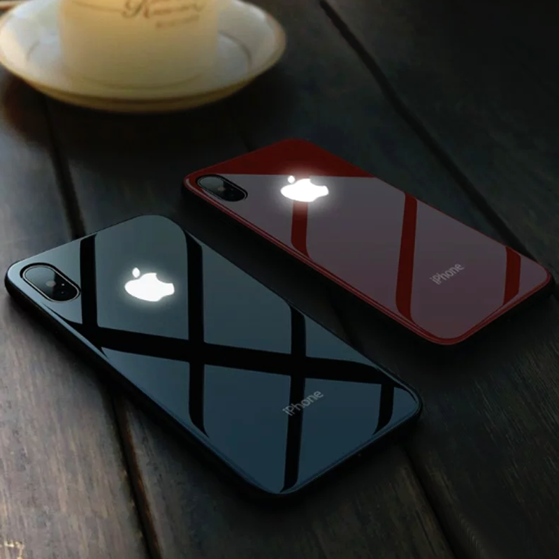 iPhone XR LED Logo Glass Back Case