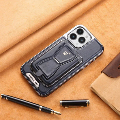 Premium Leather iPhone Case with Card Holder & Magnet