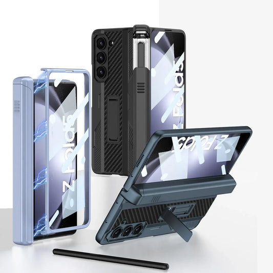 Armor Case With Magnetic Hinge Protection & Slide Pen Holder For Samsung Galaxy Z Fold 5