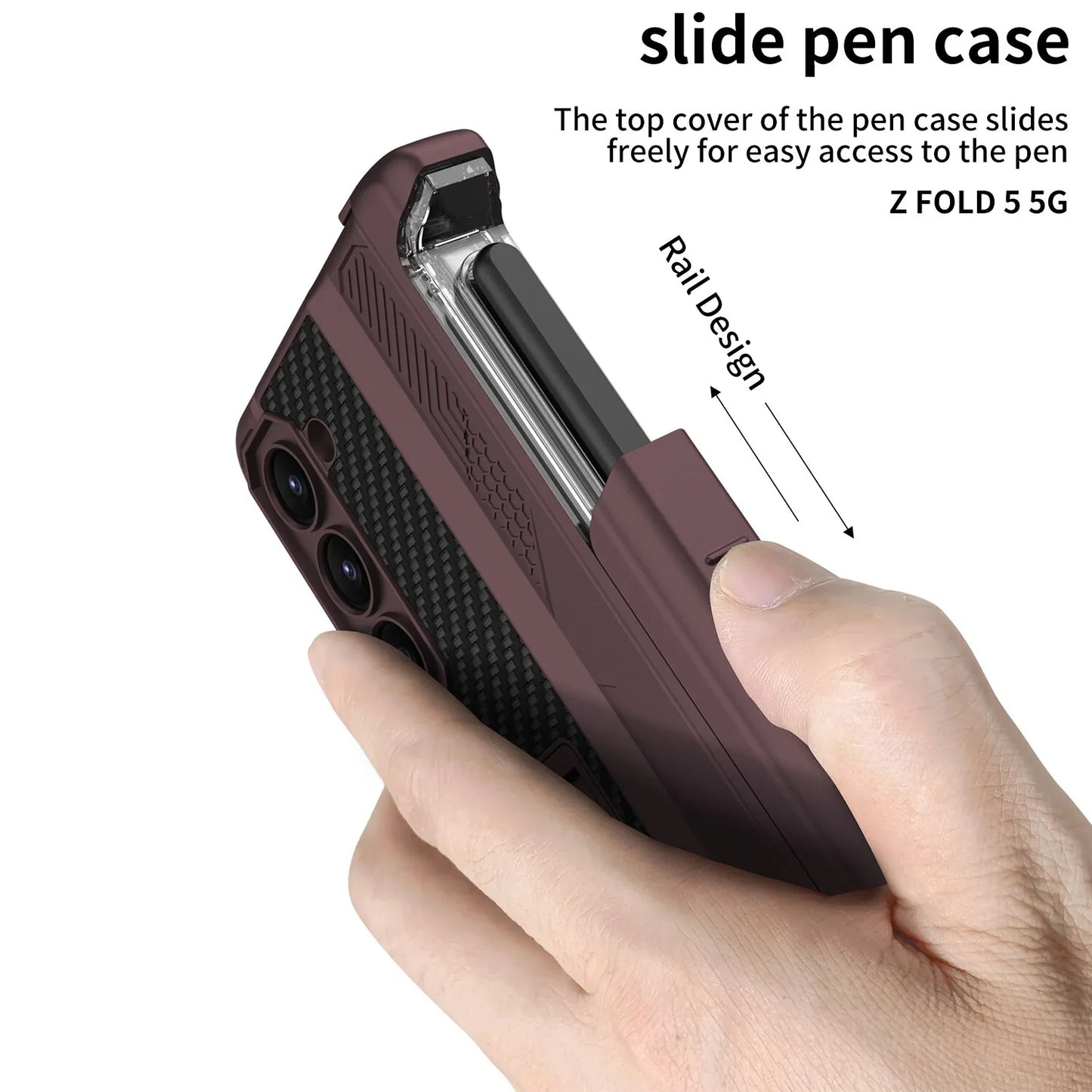 Armor Case With Magnetic Hinge Protection & Slide Pen Holder For Samsung Galaxy Z Fold 5