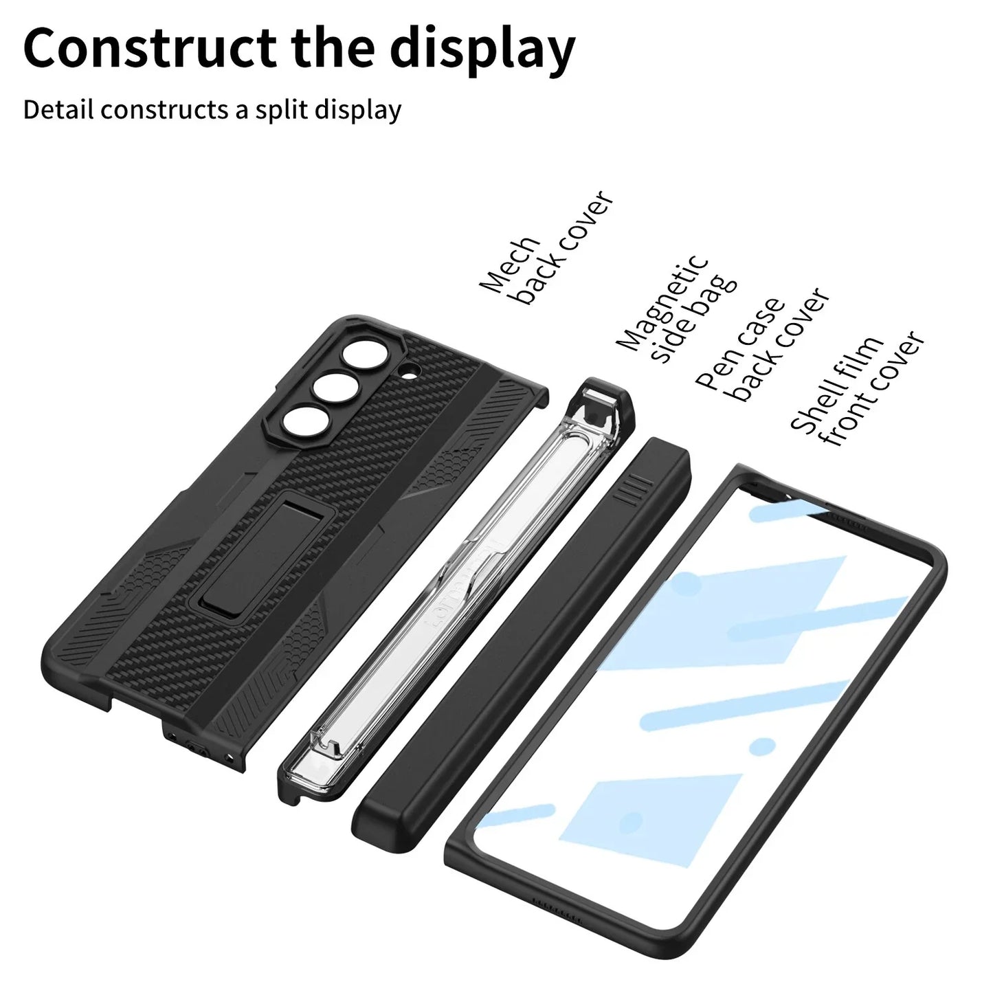 Armor Case With Magnetic Hinge Protection & Slide Pen Holder For Samsung Galaxy Z Fold 5