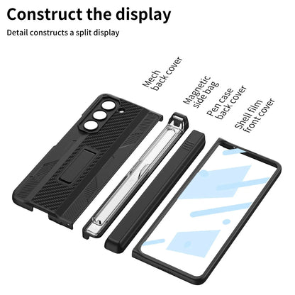 Armor Case With Magnetic Hinge Protection & Slide Pen Holder For Samsung Galaxy Z Fold 5