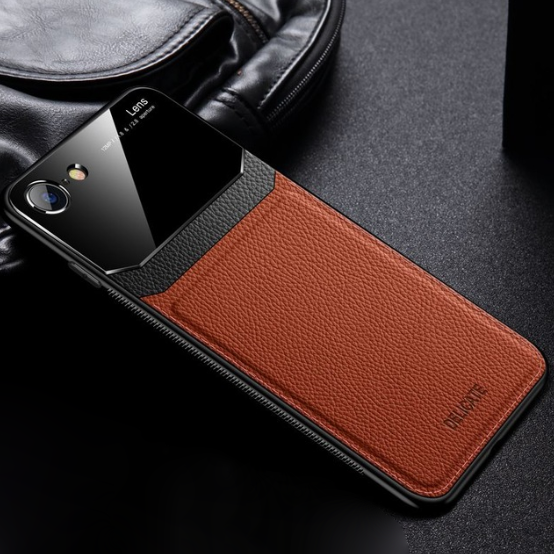 iPhone 8 Sleek Slim Leather Glass Case