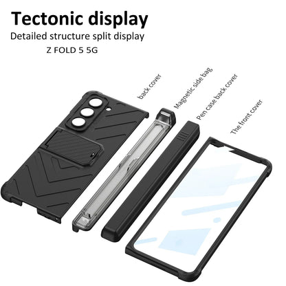 Magnetic Hinge Case With Slide Pen Holder & Kickstand For Galaxy Z Fold 5