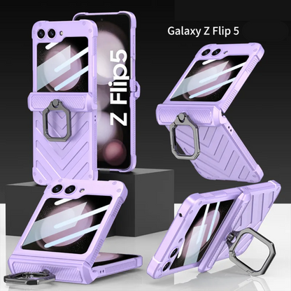 Hinge Ring Stand Armor Case For Samsung Galaxy Z Flip 5