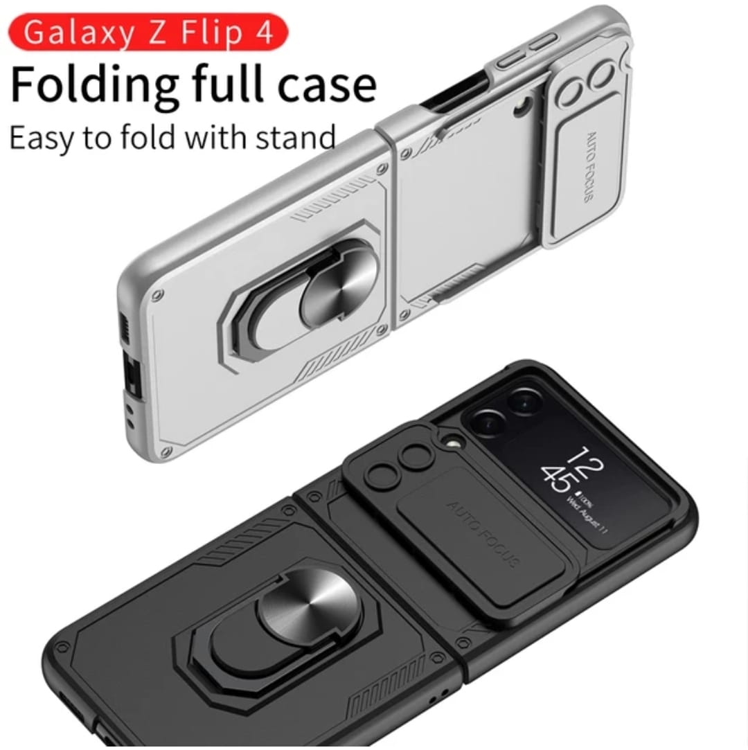 Camera Protection Kickstand Tough Finger Ring Armor Case Slide Cover Galaxy Z Flip4 5G