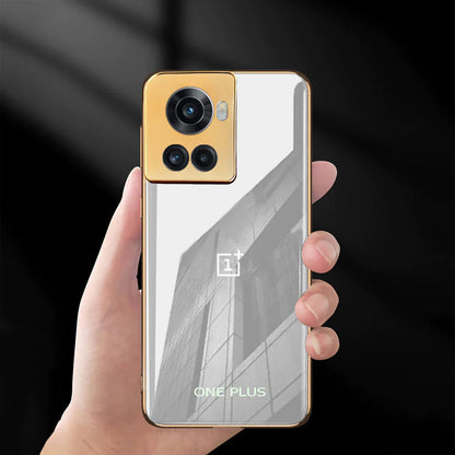 Glossy Gold Edge Back Logo Case For OnePlus 10R