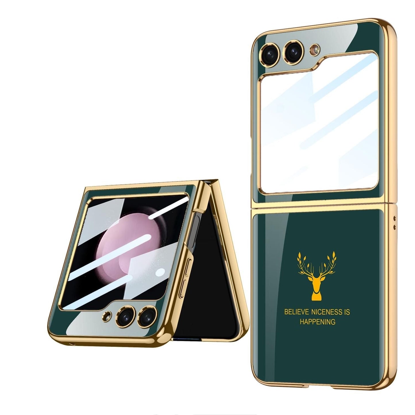 Samsung Galaxy Z Flip 5 Deer Pattern Glass Case