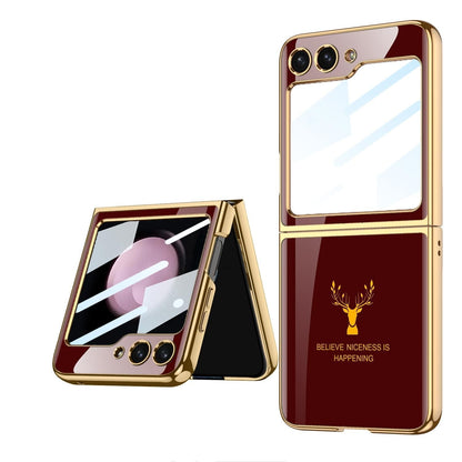 Samsung Galaxy Z Flip 5 Deer Pattern Glass Case