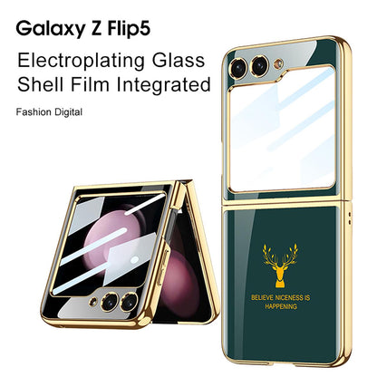 Samsung Galaxy Z Flip 6 Deer Pattern Glass Case