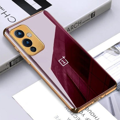 Glossy Gold Edge Back Logo Case For OnePlus 9