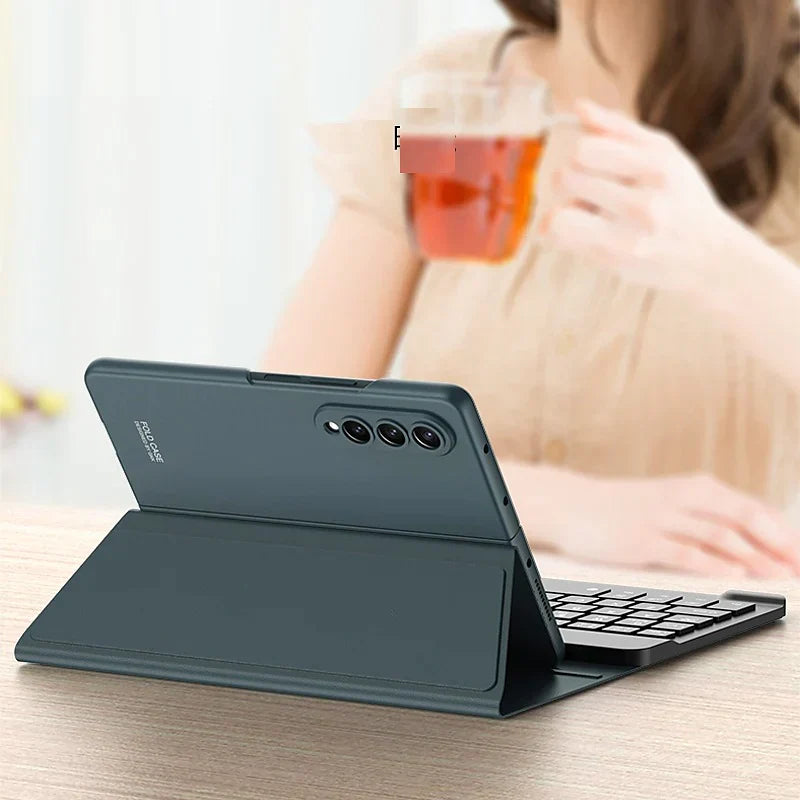 Wireless Keyboard Leather Magnetic Flip Case For Fold Series