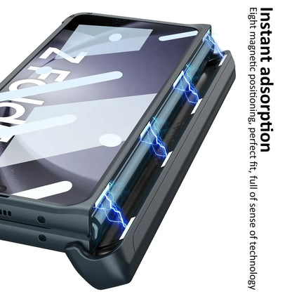 Shockproof Armor Magnetic Hinge Bracket Case With Front Glass For Galaxy Z Fold Series