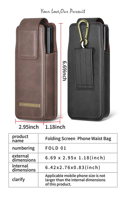 Luxury LEATHER POUCH BELT CLIP HOLSTER CASE FOR GALAXY Z FOLD SERIES PHONES