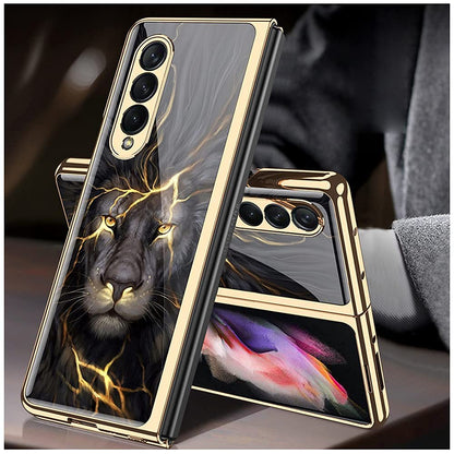 Galaxy Z Fold 4 Lion Pattern Glass Cover Case