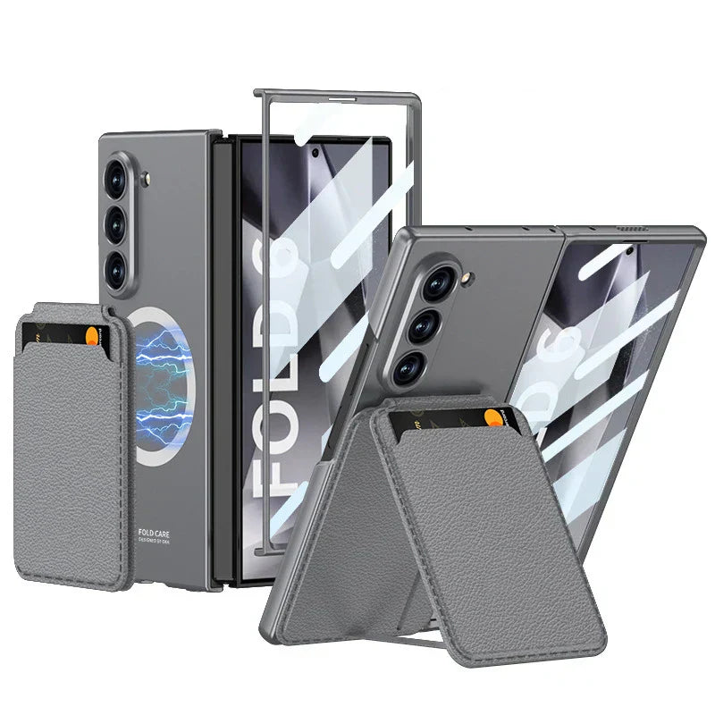 Leather Case With Magnetic Holder For Galaxy Z Fold 6