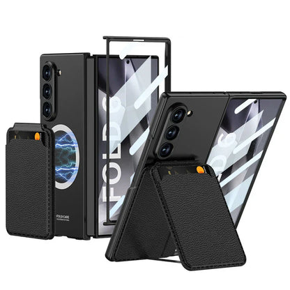 Leather Case With Magnetic Holder For Galaxy Z Fold 6