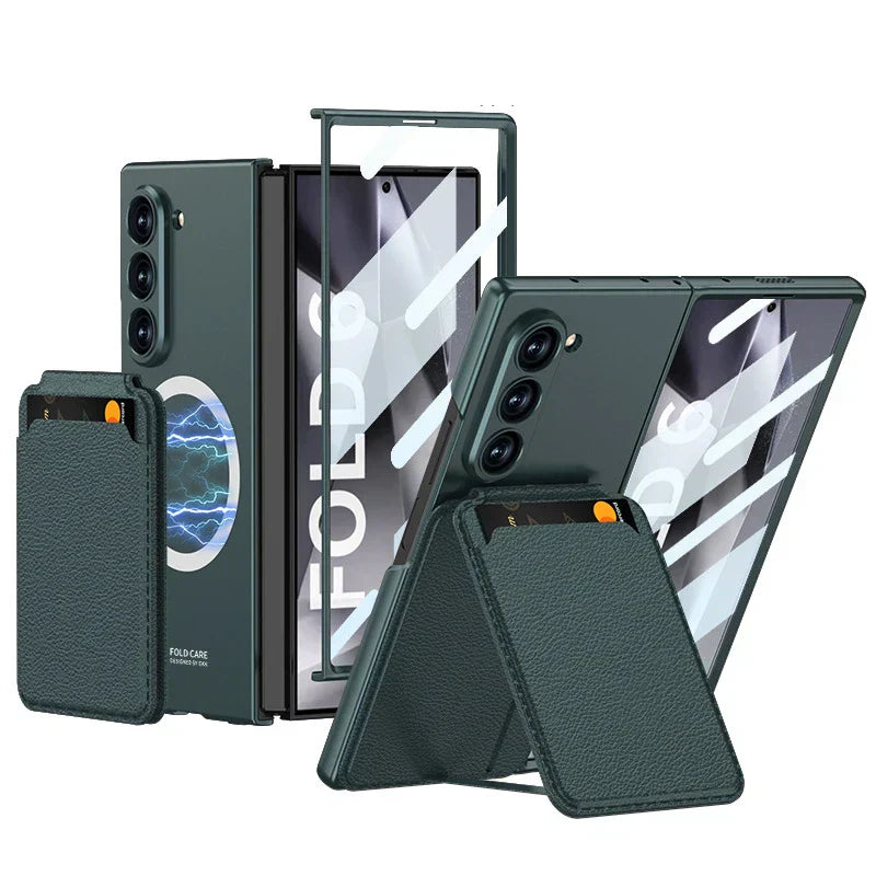 Leather Case With Magnetic Holder For Galaxy Z Fold 6