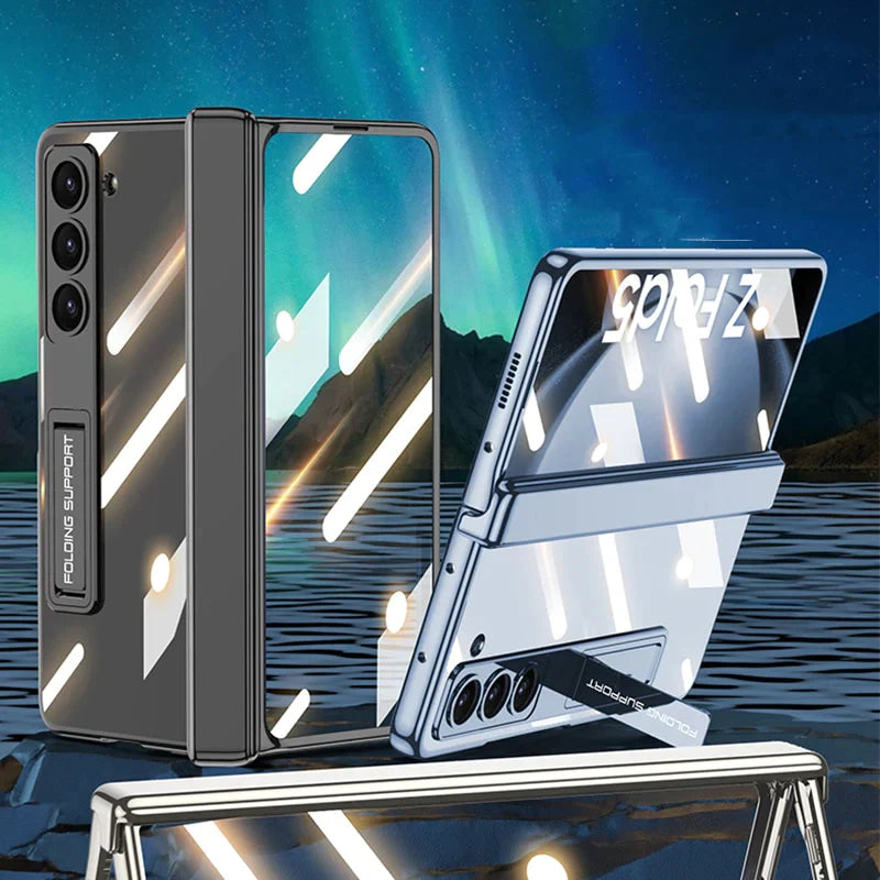 Transparent Magnetic Hinge Case With Stand For Samsung Galaxy Z Fold 5