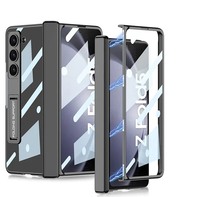 Transparent Magnetic Hinge Case With Stand For Samsung Galaxy Z Fold 5