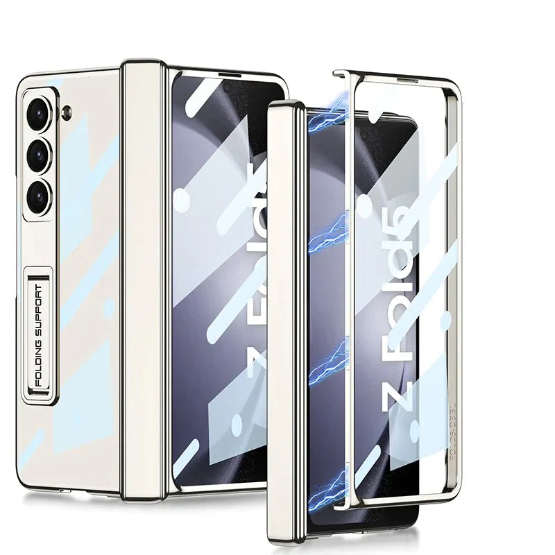 Transparent Magnetic Hinge Case With Stand For Samsung Galaxy Z Fold 5