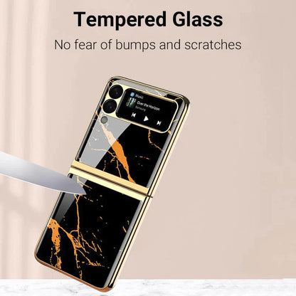 Marble Glass Case For Galaxy Z Flip 4