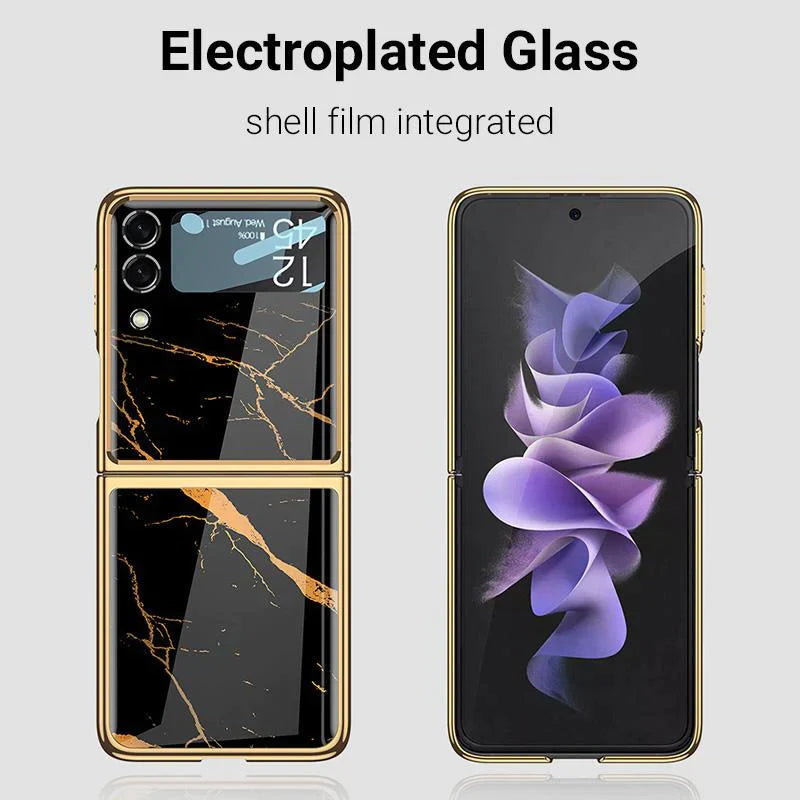 Marble Glass Case For Galaxy Z Flip 4