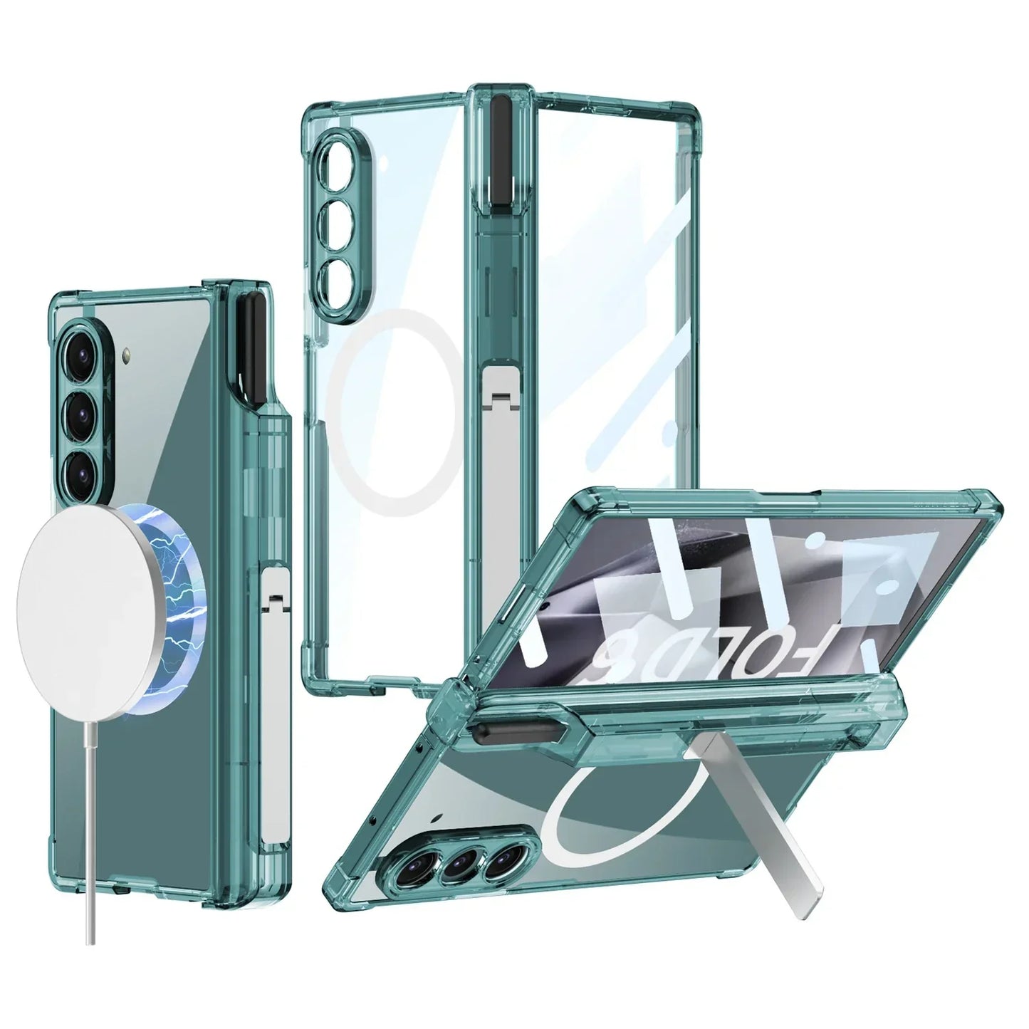 Transparent Shockproof Case With Bracket For Galaxy Z Fold 6