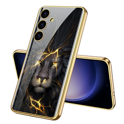 Galaxy S24 Lion Pattern Inspirational Glass Case