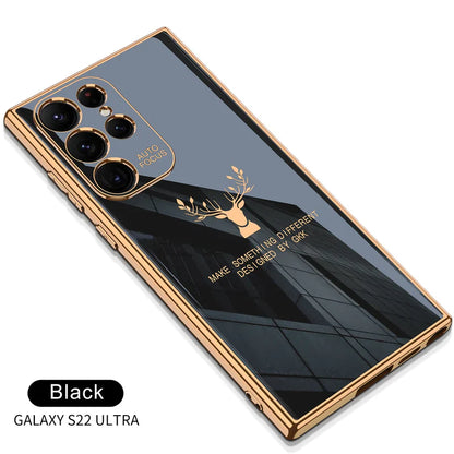 Luxurious Deer Tpu Back Case For Samsung Galaxy S22 Ultra - Black / Green