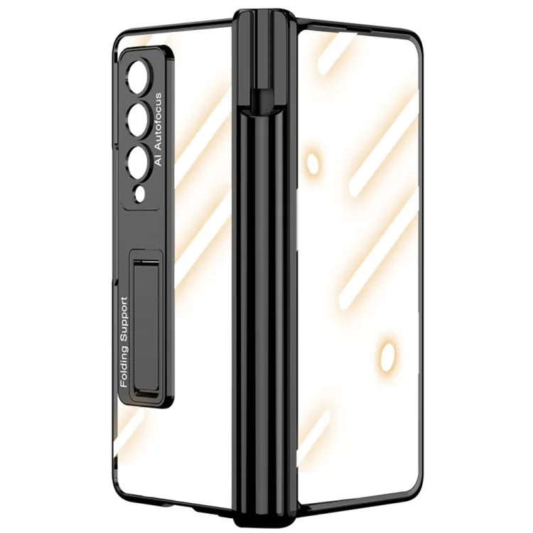 Magnetic Fold Hinge Phone Case with Pen Slots for Samsung Galaxy Z Fold 3 & 4 ( Front and Black Glass )