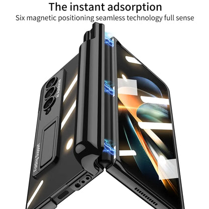 Magnetic Fold Hinge Phone Case with Pen Slots for Samsung Galaxy Z Fold 3 & 4 ( Front and Black Glass )