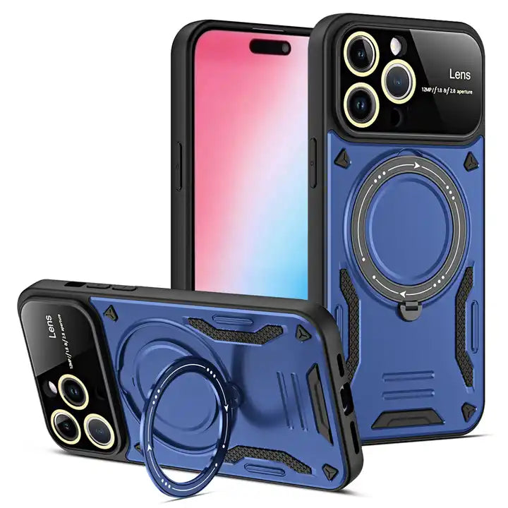 Multifunctional Magnetic Lens Protect Holder case for iPhone 15 Series