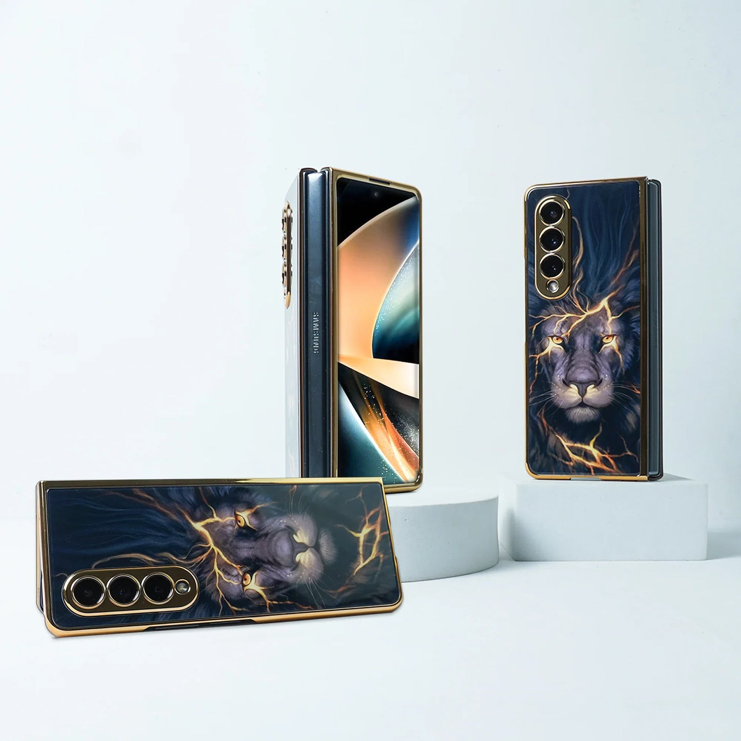 Galaxy Z Fold Series Lion Pattern Glass Cover Case