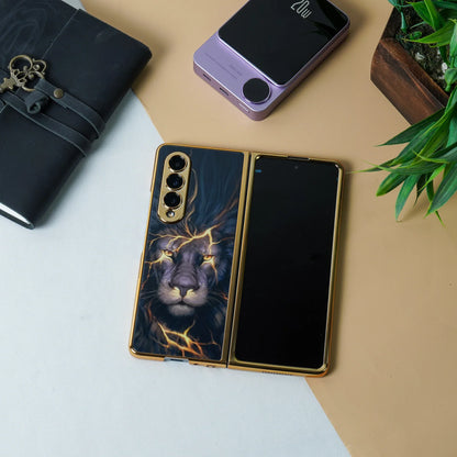 Galaxy Z Fold Series Lion Pattern Glass Cover Case