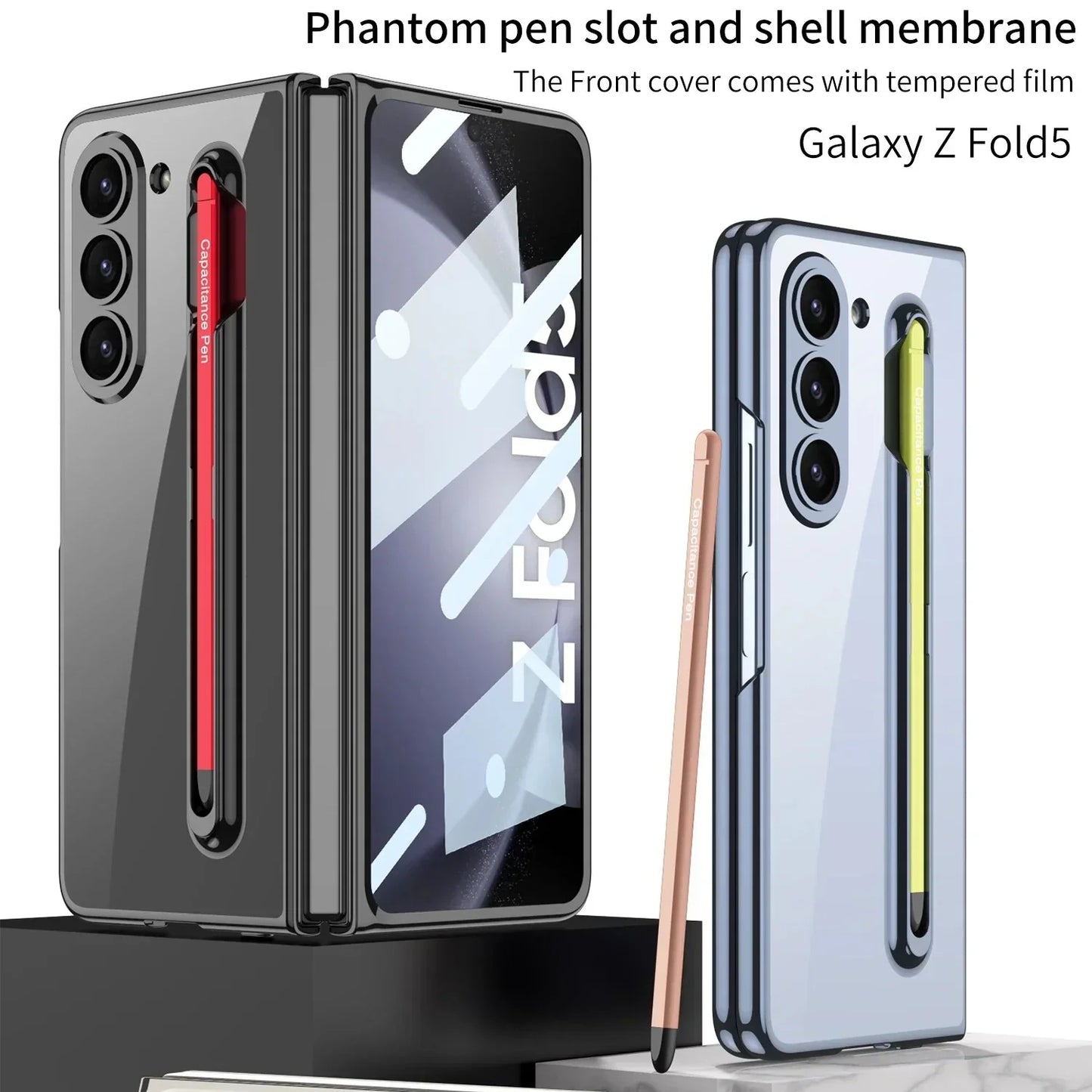 Phantom Pen Slot and Shell Membrane With Magnetic Hinge For Galaxy Z Fold 5