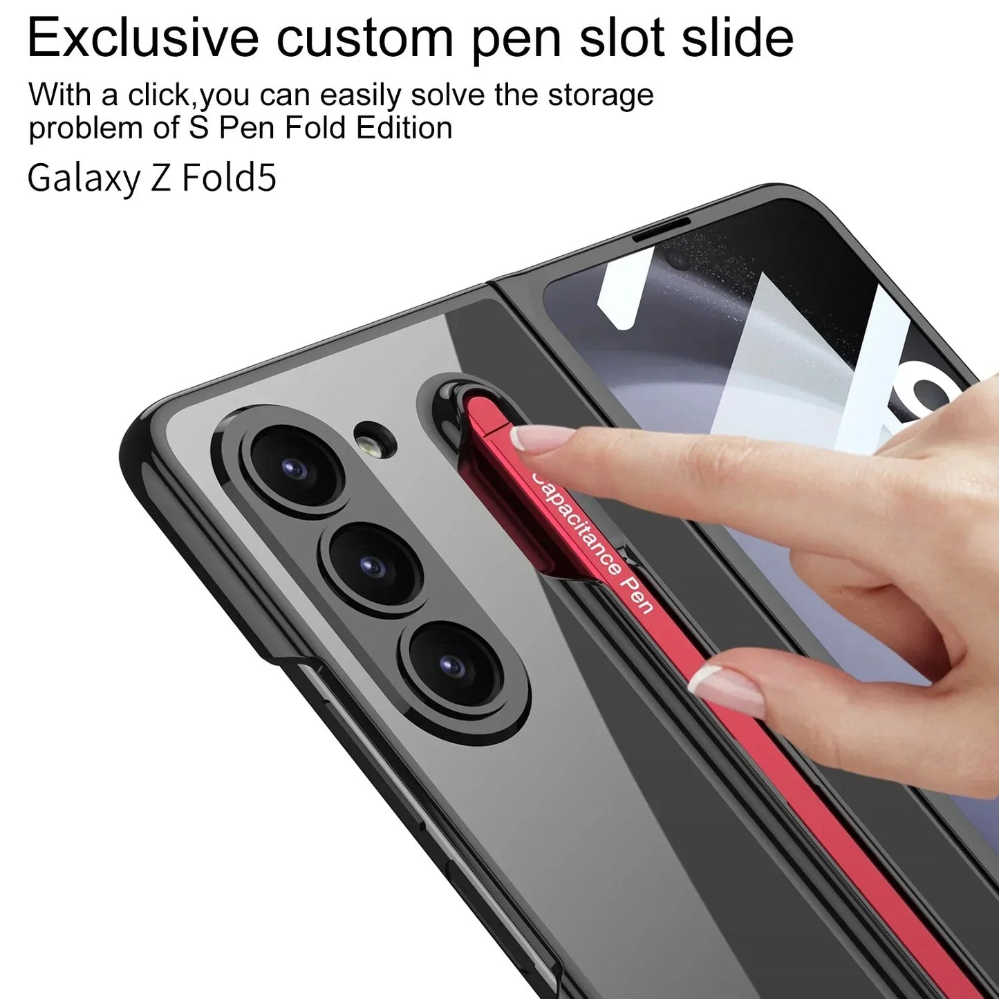 Phantom Pen Slot and Shell Membrane With Magnetic Hinge For Galaxy Z Fold 5