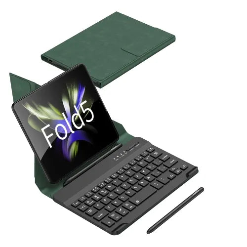 Wireless Keyboard Leather Magnetic Flip Case For Z Fold 5