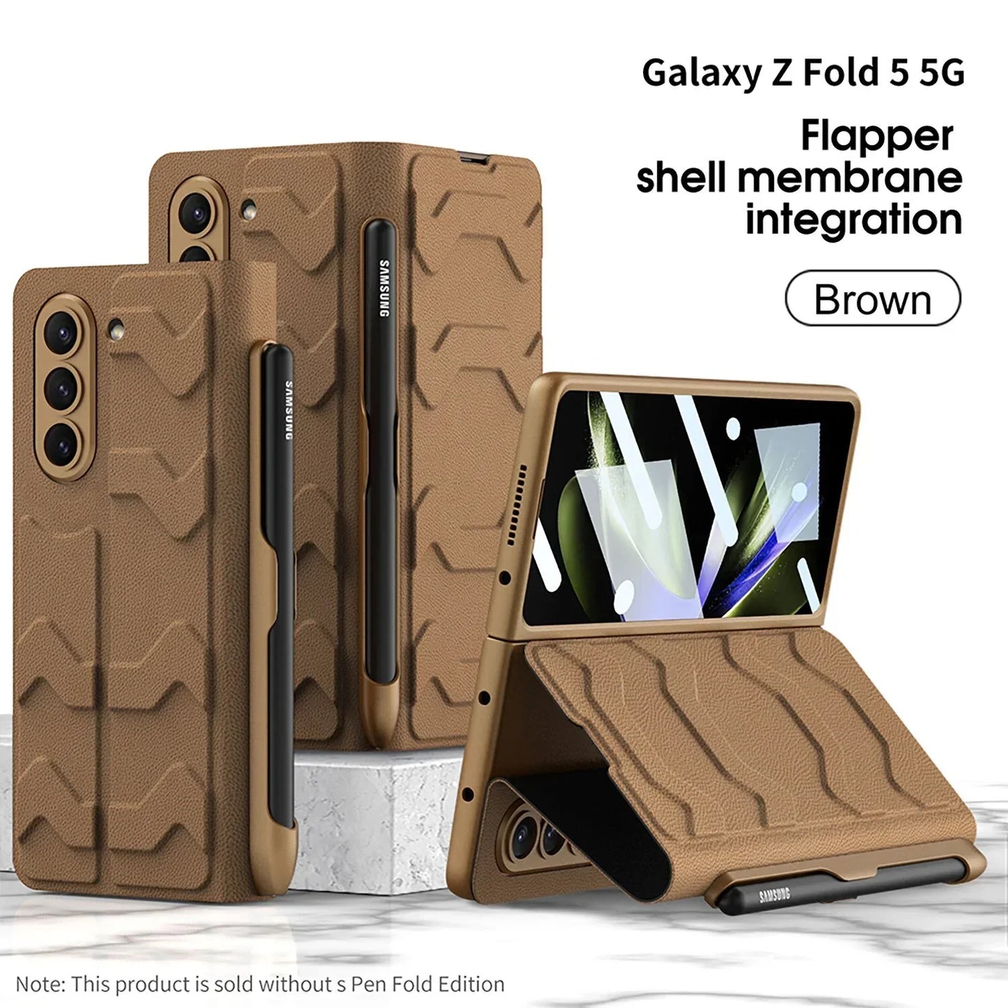 LEATHER CASE WITH SIDE PEN SLOT FOR SAMSUNG GALAXY Z FOLD 5